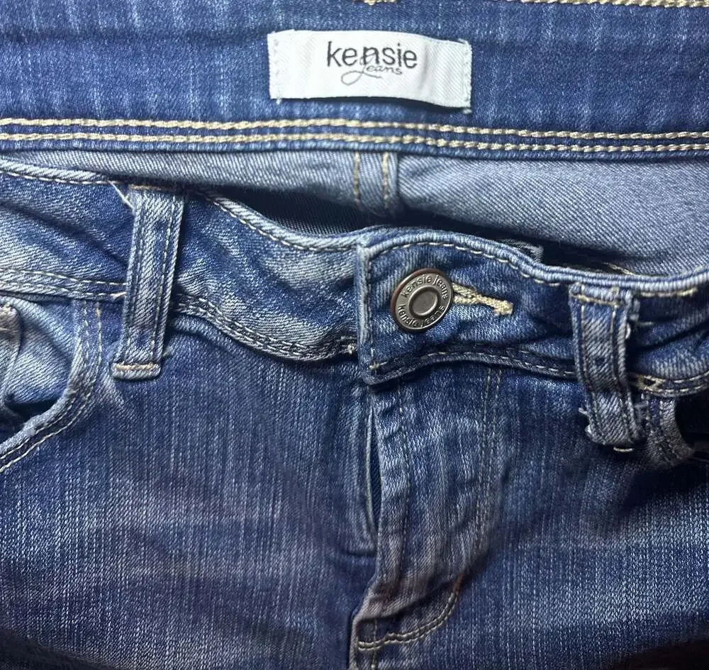 Kensie Jeans Women's Blue Denim Mid-Rise Skinny Jeans with Side Stripe Detail Si